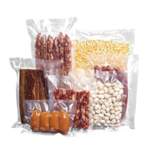 NY/PE food vacuum pouches, clear composite vacuum bags for sausage, meat, nuts and frozen food packaging