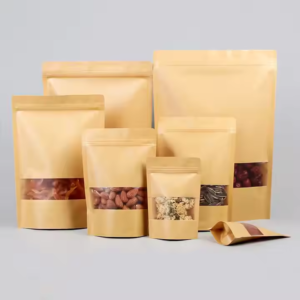 Kraft Paper Stand-Up Pouch with Window and Zipper