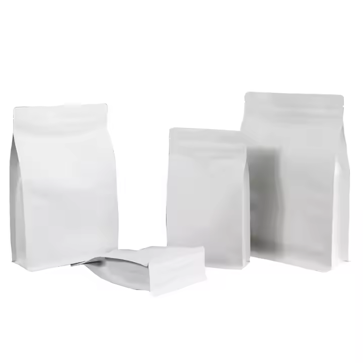 Eight Side Seal Without Window White Kraft Bags - Image 5